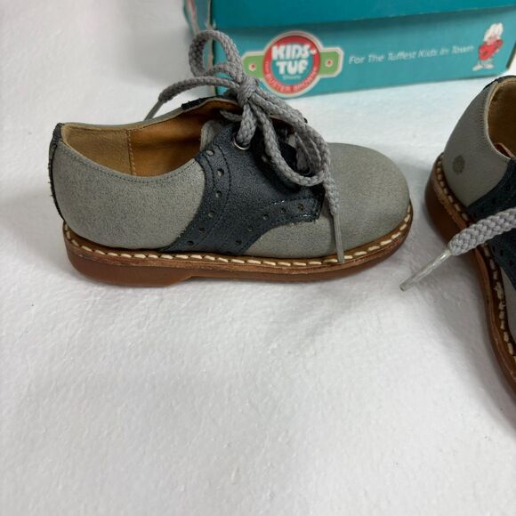Buster Brown Vintage Kids Two Toned Unisex Saddle Oxford Shoes Size5D Gray Black - Picture 4 of 15